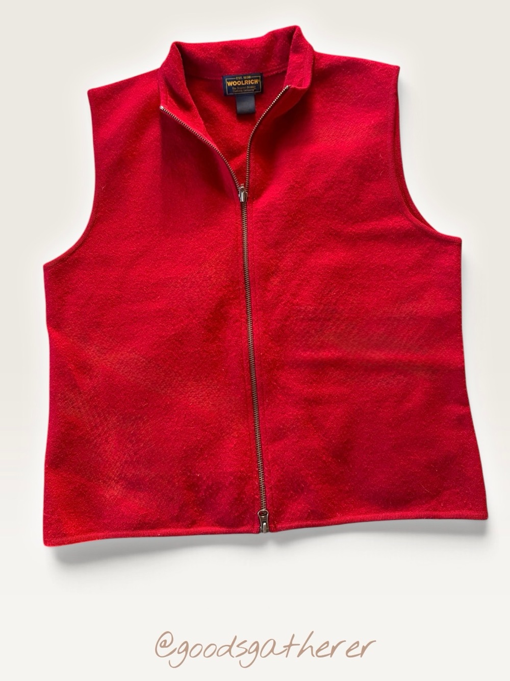 Woolrich 100% Wool Full Zip Vest Womenβs L Ruby Red